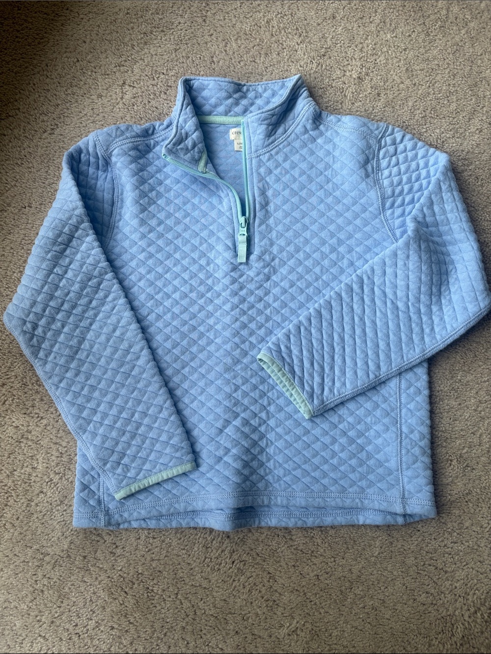 Crewcuts Light Blue Quilted Half-Zip with Mint Trim